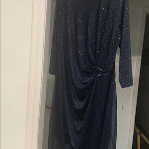 Sparkling Navy Draped Maxi Dress